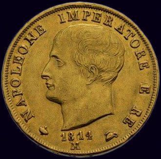 null Règne italique, Napoléon Ier 40 lire 1814 Milan TTB