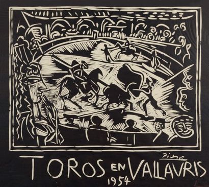 Pablo Picasso (1881-1973) Toros en Vallauris 1954. 1954. Linoléum. 727 x 788. Bloch...