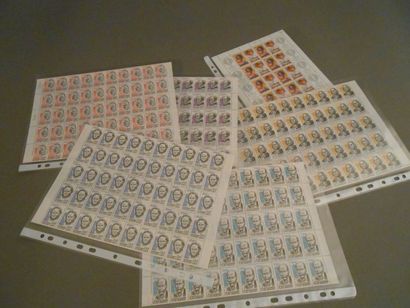 null Lot de timbres: 6 planches de personnages illustres: René CASSIN, J-A GABRIEL,...