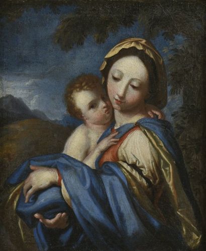 École ITALIENNE vers 1700 
Vierge à l'Enfant
Toile.
56 x 48 cm
Provenance:
Acquis...