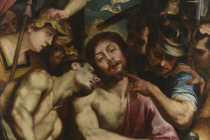 Attribué à Bartolomeo PASSEROTTI (1529 - 1592) 
Le Christ aux outrages
Toile.
149,5...