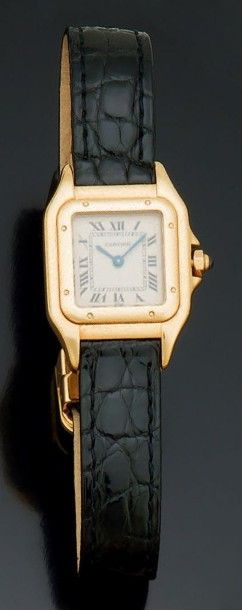 CARTIER Modèle «Panthère», petit modèle
Montre bracelet de dame en or jaune 18K (750°/00),...