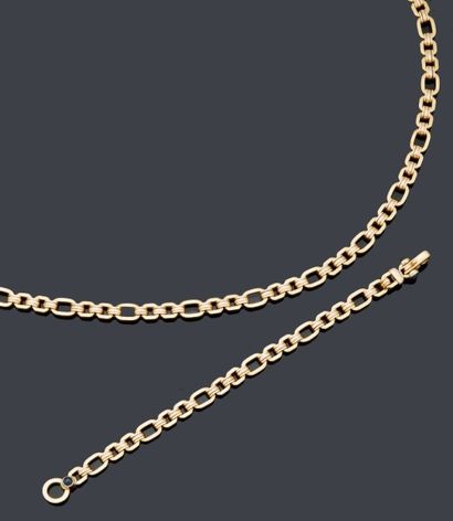 null Parure composée d'un collier et d'un bracelet en or jaune 18K (750°/00) à maille...