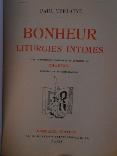 Paul VERLAINE "Bonheur, liturgies intimes" Illustration en héliogravure de Edgard...