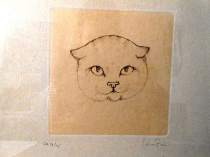 Léonor FINI (1907-1996) "Tête de chat" Estampe, signée en bas à droite au crayon...