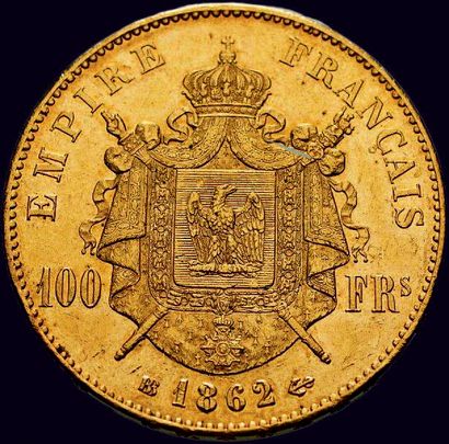 null 100 Francs tête laurée 1862 Strasbourg.
TTB à Sup