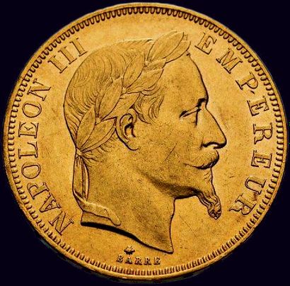 50 Francs tête laurée 1864 Paris.
TTB à ...