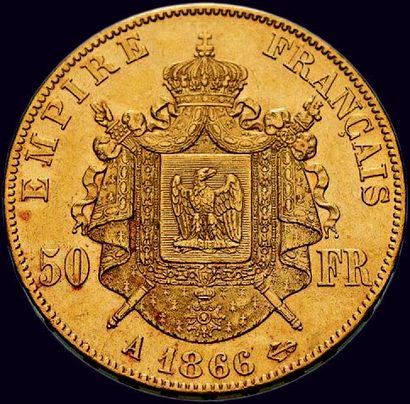 null 50 Francs tête laurée 1866 Paris.
TTB à Sup