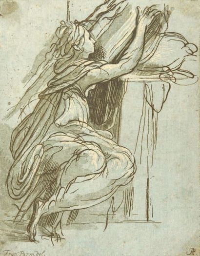 Ecole Italienne du XVIIIe siècle Étude de figure
Plume et encre brune, lavis gris...