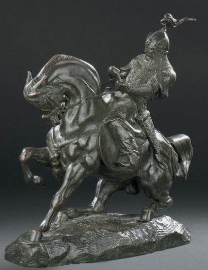 Antoine-Louis BARYE (1795-1875 ) 
Cavalier Tartare arrêtant son cheval
Épreuve en...