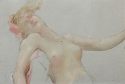 Léon François COMERRE (1850-1916) 
Étude de femme nue
Huile sur toile non signée.
24,5...