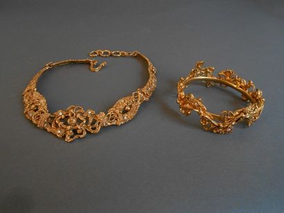 Christian LACROIX Demi-parure composée d'un collier semi-rigide et d'un bracelet...