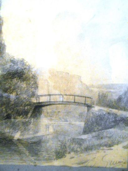 null -"Le pont", dessin, 

29,5 x 22,5 cm

-"Jeune femme au parc", pastel

29,5 x...