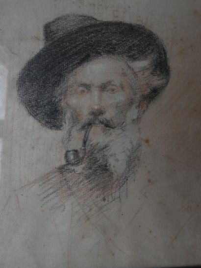 null -"Portrait d'homme à la pipe",

Dessin, monogrammé en bas à droite MM

21,4...