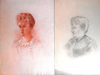 Madeleine NEUVILLE 

Lot de six dessins dont quatre portraits signés,

onze portraits...