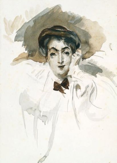 BOLDINI Giovanni (1842-1931) Portrait de femme. Dessin au crayon noir et au fusain...