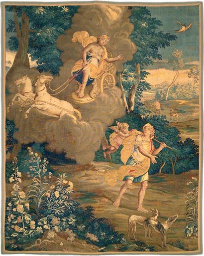 null Lille, fi n XVIIe siècle, début XVIIIe siècle Vénus et Adonis Fragment de tapisserie...