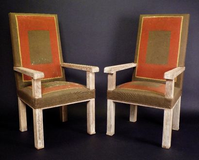 ADNET Jacques (1900-1984) pour la Compagnie des Arts Français Paire de fauteuils...