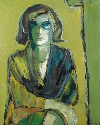 LAMOUROUX Jean (né en 1933) Portrait de M.E.R. Huile sur toile, datée 63. 99,8 x...