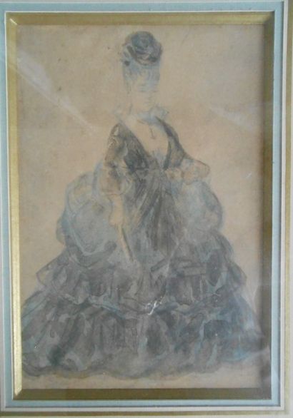 null Attribué à Constantin GUYS (1802-1892)

"Elégante"

Plume et lavis d'encre brune...