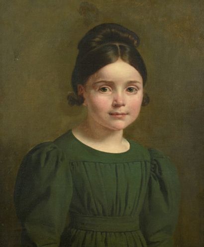 Attribué à Michel Martin DROLLING (1789-1851) 
Portrait d'une jeune fille à la robe...