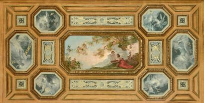 Paul RIQUET (1860-?) 
Étude d'un plafond, Allégorie de l'étude Sur sa toile d'origine.
66,5...