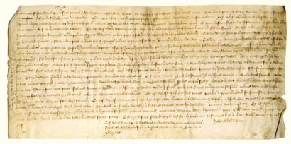 null CHARTES du XIVe siècle. Ensemble de 5 chartes: - 1342 et 1348; formats in-folio,...