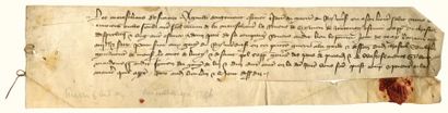 null GUERRE DE CENT ANS. Charte sur vélin. 1er mai 1396; 1 page in-folio, oblongue,...