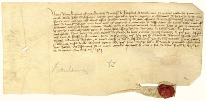 null CHARTES. - Boulonnais: charte sur vélin. 8 décembre 1466; 1 page in-4° oblongue....