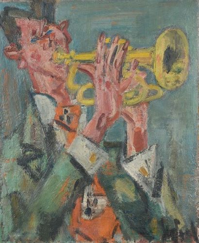 GEN PAUL (1895-1975) 
Autoportrait à la trompette, 1951
Huile sur toile signée en...