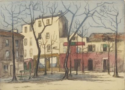 GEN PAUL (1895-1975) 
Place du Tertre, Vieux Montmartre, c. 1918/1922
Gravure originale...