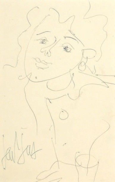 GEN PAUL (1895-1975) 
Jeune Femme, c. 1960
Stylo bille, signé en bas à gauche.
Dim....