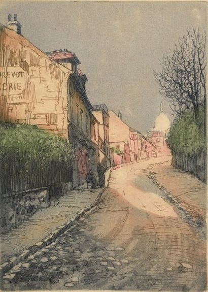 GEN PAUL (1895-1975) 
Rue de l'Abreuvoir, c. 1918/1922
Gravure originale à l'aquatinte,...