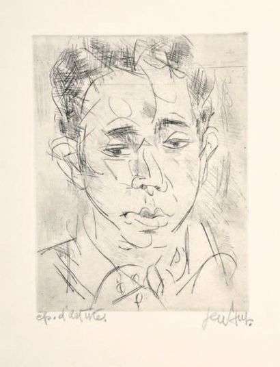 GEN PAUL (1895-1975) 
Portrait d'homme, c. 1970
Gravure originale signée en bas à...