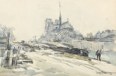 GEN PAUL (1895-1975) 
Notre-Dame de Paris, 1923
Gouache signée et datée 23 en bas...