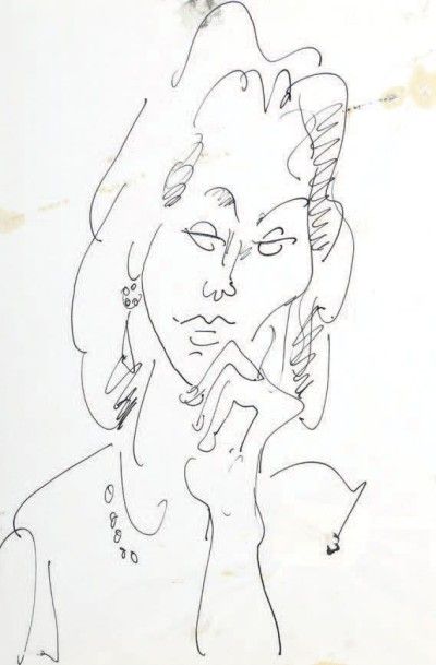 GEN PAUL (1895-1975) 
Portrait de femme, c. 1970
Encre, non signée.
Dim. à vue: 40...