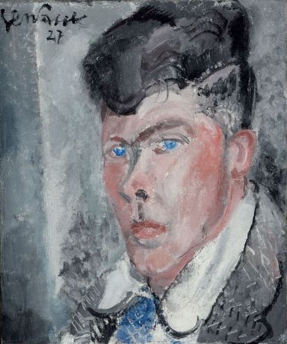 GEN PAUL (1895-1975) 
Autoportrait à la cravate bleue, 1927
Huile sur toile, signée...