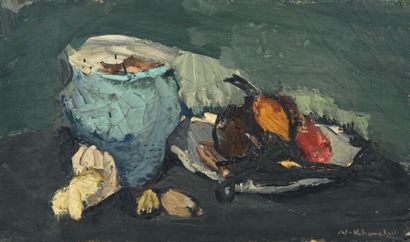 Vasyl KHMELUK (1903-1986) Nature morte à la coupe de fruits
Huile sur toile, signé...
