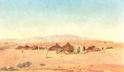 Emile BOIVIN (1846-1920) Campement dans le désert
Huile sur toile, signé en bas à...