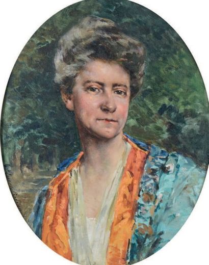 Marie LUCAS-ROBIQUET (1858-1959) Portrait de Mme Marie Louise AMYOT de PEZE, 1925,...