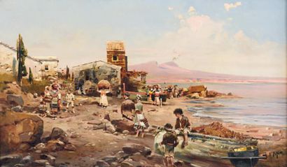 Robert ALOTT (1850-1910) Jeunes enfants sur la plage près du Vésuve
Sur sa toile...