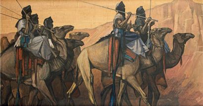 Jean DURAND (Paris 1894-1977) Touaregs dans le désert
Sur sa toile d'origine.
Signé...