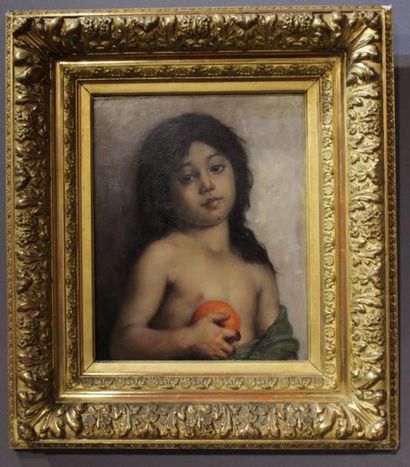 null Louis Joseph COURTAT (Paris 1847 - ? 1909)
"Jeune enfant à l’orange"
Panneau
46...