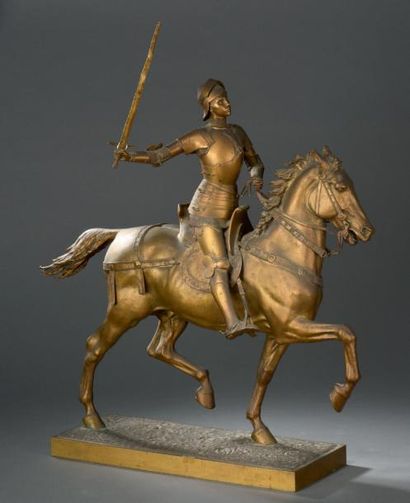 Paul DUBOIS (1827-1905) Jeanne d'Arc
Statuette équestre en bronze à patine dorée.
Signé...