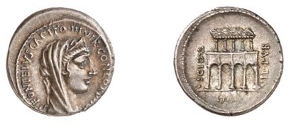 null DIDIA (55 av. J.C.). Denier d'argent. 3,71 g. P FONTEIVS CAPITO III VIR CONCORDIA....
