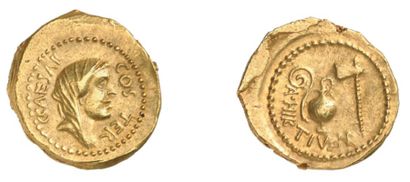 null JULES CÉSAR (mort en 44 av. J.C.) et A. HIRTIUS, Praetor. Aureus frappé à ROME...