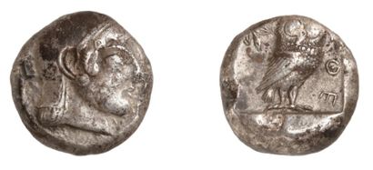 null ATHENES (vers 490 av. J.C.). Tétradrachme archaïque en argent. 17,35 g. Tête...