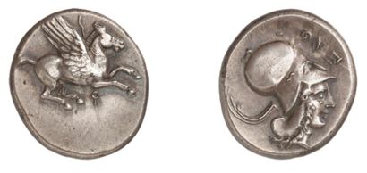 null CORINTHE (vers 400 av. J.C.). Statère d'argent. 8,55 g. Pégase volant à droite....