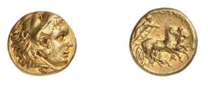 null TARENTE, Hégémonie de Pyrrhus (281-272 av. J.C.) Hémistatère d'or frappé vers...