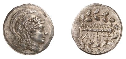 null HERAKLEE DU LATMUM(vers 180 av. J.C.). Tétradrachme d'argent. 16,87 g. Tête...